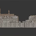Ancient Stone Scene Construction With Stone Bridge Ruined Walls And Paved Ground