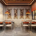 Modern Hotpot Restaurant Open Design With Neon Lights Marble Bar And Glass Windows