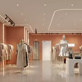 Modern Clothing Store Interior With Mannequins Hanging Clothes And Lighting Fixtures