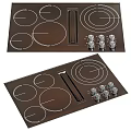 Modern Kitchen Cookware Set With Range Hood Gas Stove Induction Cooktop And Cabinets