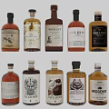 Elegant Wine Bottles And Glasses With Unique Labels And Various Designs