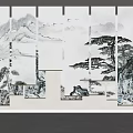 Decorative Curtains Featuring Chinese Landscape Painting Art For Modern Interior Design