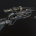 Mechanical Crossbow Weapon Featuring Sniper Scope Metal Parts And Yellow Warning Sticker