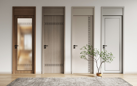 New Chinese Style Flat Door 3d model