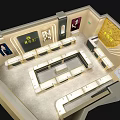 Elegant Luxury Jewelry Store Interior With Gold Decor And Glass Display Cases