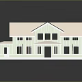 Two Story Light Green Detached Villa With White Sloped Roof Multiple Windows And Front Porch