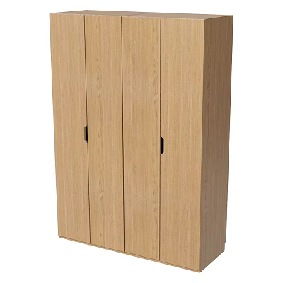 Modern Wooden Wardrobe With Triple Door Design And Sleek Black Handles 3d model
