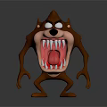 3D Cartoon Wolf Game Movie Character With Fierce Expression Sharp Teeth And Red Tongue
