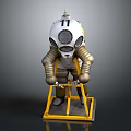 Diving Suit Character With Number 11 Metallic Armor Yellow Frame And Dome Helmet