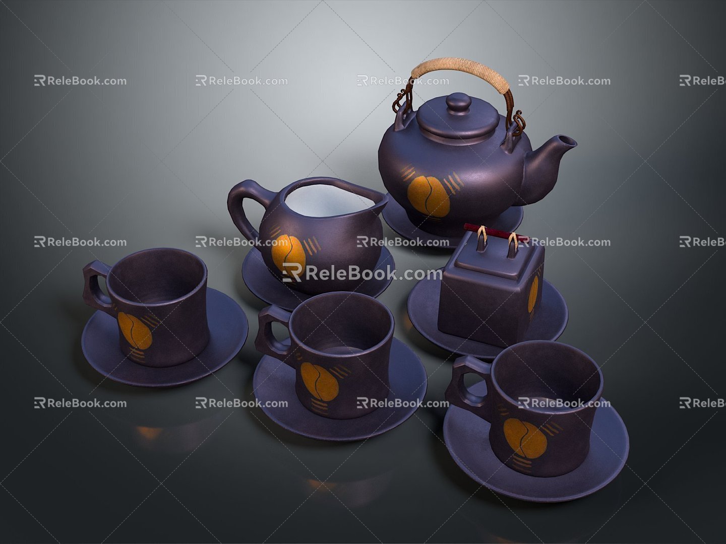 Teapot Porcelain Porcelain Pot Ceramic Pot Purple Clay Pot Chinese Teapot Container Realistic 3d model