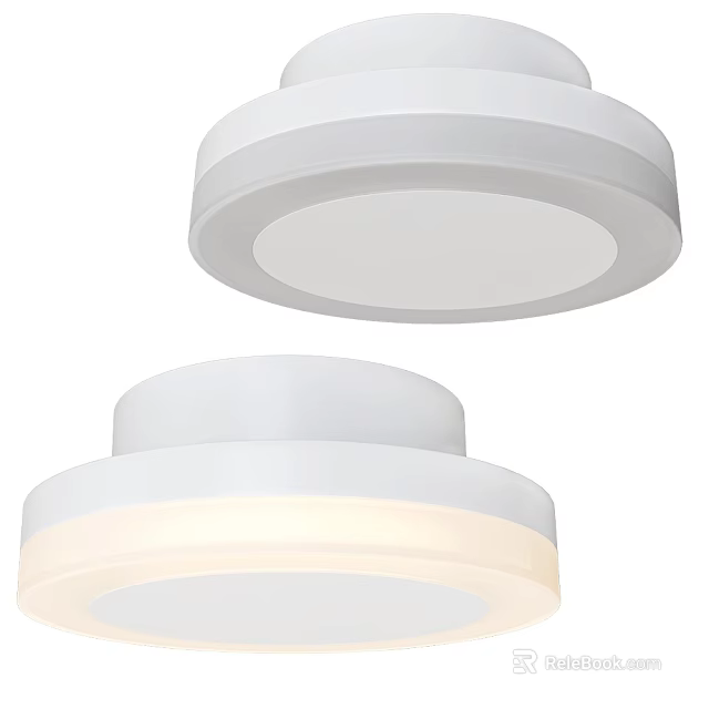 Modern Round White Ceiling Light With Sleek Design And Energy Saving LED 3d model