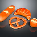 Golden Brown Assorted Baked Goods With Baguette Croissant Pretzel And Roll