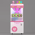 Pink And White Claw Machine Arcade Game With Transparent Front And Prize Vending
