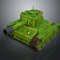 Detailed Green Armored Tank With Turret Cannon And Metal Tracks Design
