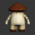 Cartoon Mushroom Character With Red Cap White Body And Striped Arms Legs