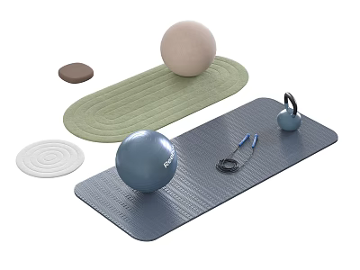 Home Workout Equipment Set Including Yoga Mat Exercise Balls Kettlebell And Jump Rope 3d model