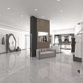 Modern Fashion Clothing Store With Glass Windows Mannequins And Interior Clothing Displays