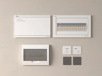 Modern White Electrical Switch Panels With Sleek Design Multiple Sockets And Controls 3d model