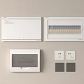 Modern White Electrical Switch Panels With Sleek Design Multiple Sockets And Controls 3d model
