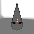Modern Black Teardrop Fireplace With Burning Flames And Sleek Design