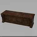 Carved Wooden Console Table With Red Toned Surface Ornate Legs And Cabinet Doors