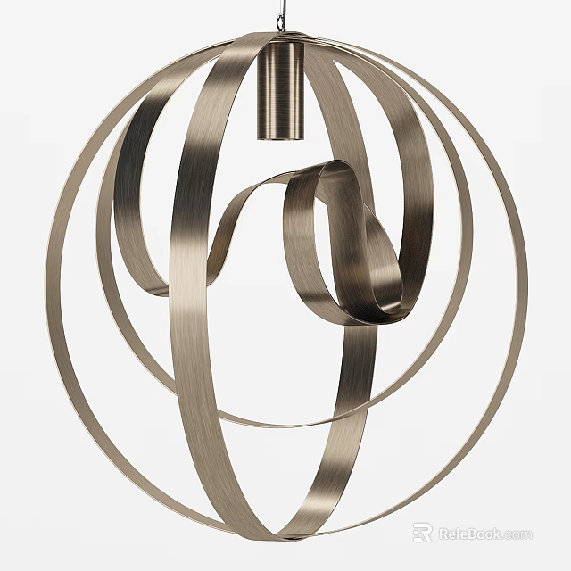 Elegant Modern Brushed Metal Decorative Light with Intricate Spherical Hanging Design 3d model 