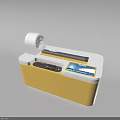 Yellow And White Toy Train Display Case With Reel And Screen Showing