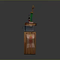 Vintage Style Headphones Speakers With Decorative Trophy Books And Bottle On Top