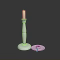 Elegant Silver Candlestick With White Candle And Round Base Design