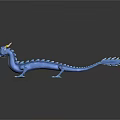 Blue Dragon With Yellow Horns Open Mouth Tail On Black Surface And Reflection
