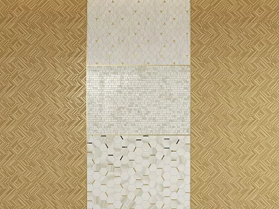 Elegant Gold And White Wall Components With Geometric Patterns And Textures 3d model
