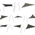 Durable Tension Membrane Outdoor Shade With Various Triangular Shapes And Metal Poles