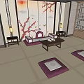 Traditional Hotel Guest Room With Wooden Flooring Lattice Screens And Double Bed