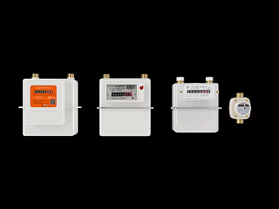 White Industrial Equipment Meters With Various Models And SunRise Brand Design 3d model