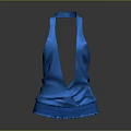 Blue Camisole With V Neck Ruched Design And Trimmed Hem Details