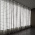 Modern White Sheer Curtains with Light Filtering Effect in Spacious Room with Wooden Cabinetry
