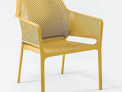 Modern Yellow Armchair With Perforated Mesh Design And Sleek Structure 3d model