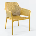 Modern Yellow Armchair With Perforated Mesh Design And Sleek Structure