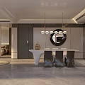 Modern Luxury Open Plan Living And Dining Room With Exquisite Dining Set And Soft Lighting
