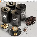 Fresh Coffee Drink With Sugar Cubes Snacks Tins And Chocolate Pieces