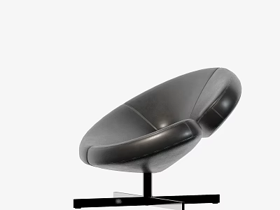 Black Leather Accent Chair with Modern Design and Round Base for Contemporary Spaces 3d model