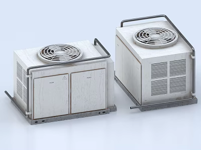 Modern Metal Air Conditioner Air Outlet with Dual Units and Ventilation Grilles 3d model
