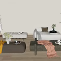 Modern Sofa Stool Cream Bed End Stool Sofa Stool Low Stool Shoe Changing Stool 3d model
