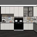 Modern Kitchen Interior With Grey Cabinets Stainless Steel Appliances Island Counter And Recessed Lighting