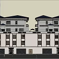 Two Story Detached Villa With Traditional Roof Light Exterior Garage Doors And Windows