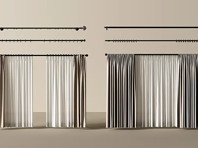 Elegant Curtains In Neutral Tones With Various Fabric And Hanging Styles 3d model