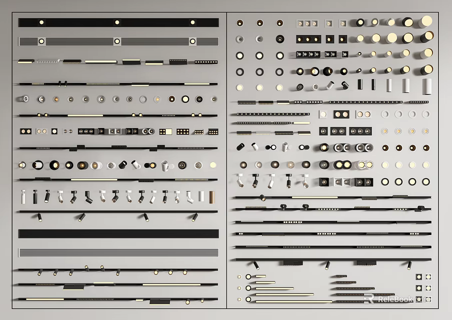 Modern Downlights and Spotlights Collection with Different Sizes and Styles 3d model