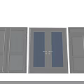 Gray Glass Doors With Single And Double Panel Design Features 3d model