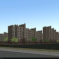 Modern Multistory Residential Building With Lush Green Trees And Open Road Frontage