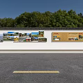 Building Exterior Wall With Publicity Boards Rural Revitalization Posters And Green Trees Blue Sky Background